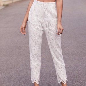 WAYF 'Piper' White Eyelet Cutwork Pants